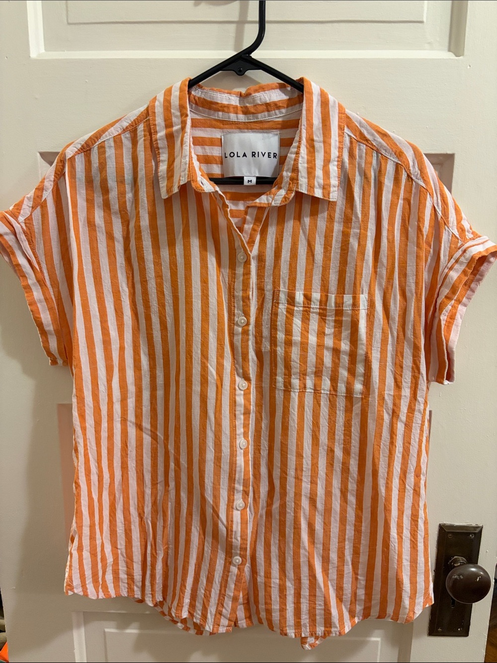 Lola River Orange & White Striped Button-Down Shirt